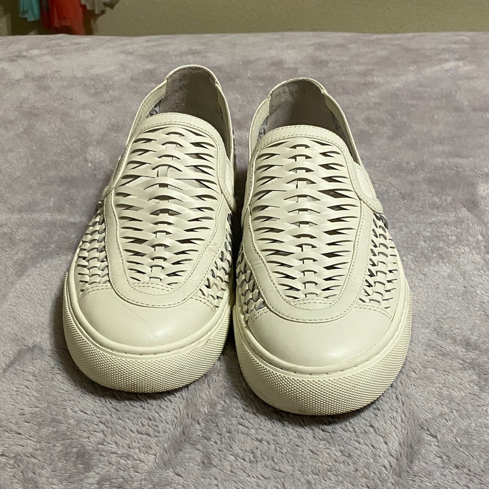 Tory Burch Cream Woven Slip-On Sneakers